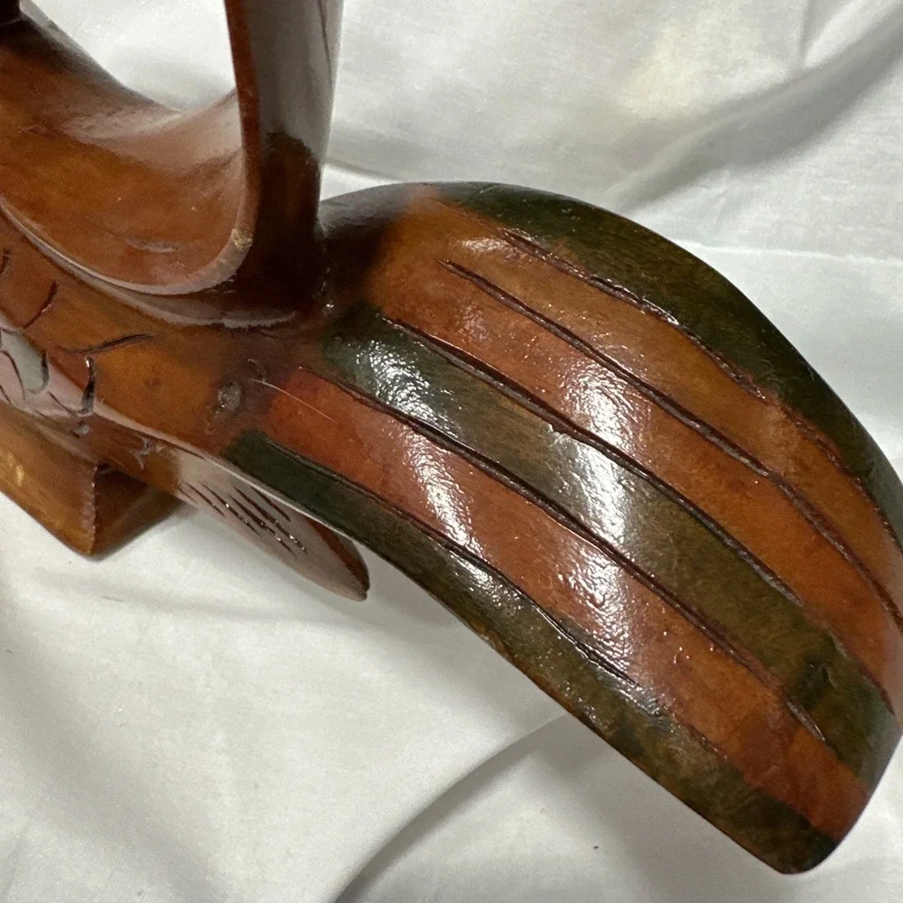 Hand‎ Carved Wooden Fish from Haiti Detailed Tri-Tone Color Wood Decor